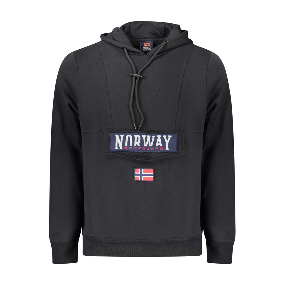 Black Cotton Men's Hooded Sweatshirt