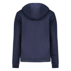 Blue Cotton Women Sweatshirt with Hood and Zip