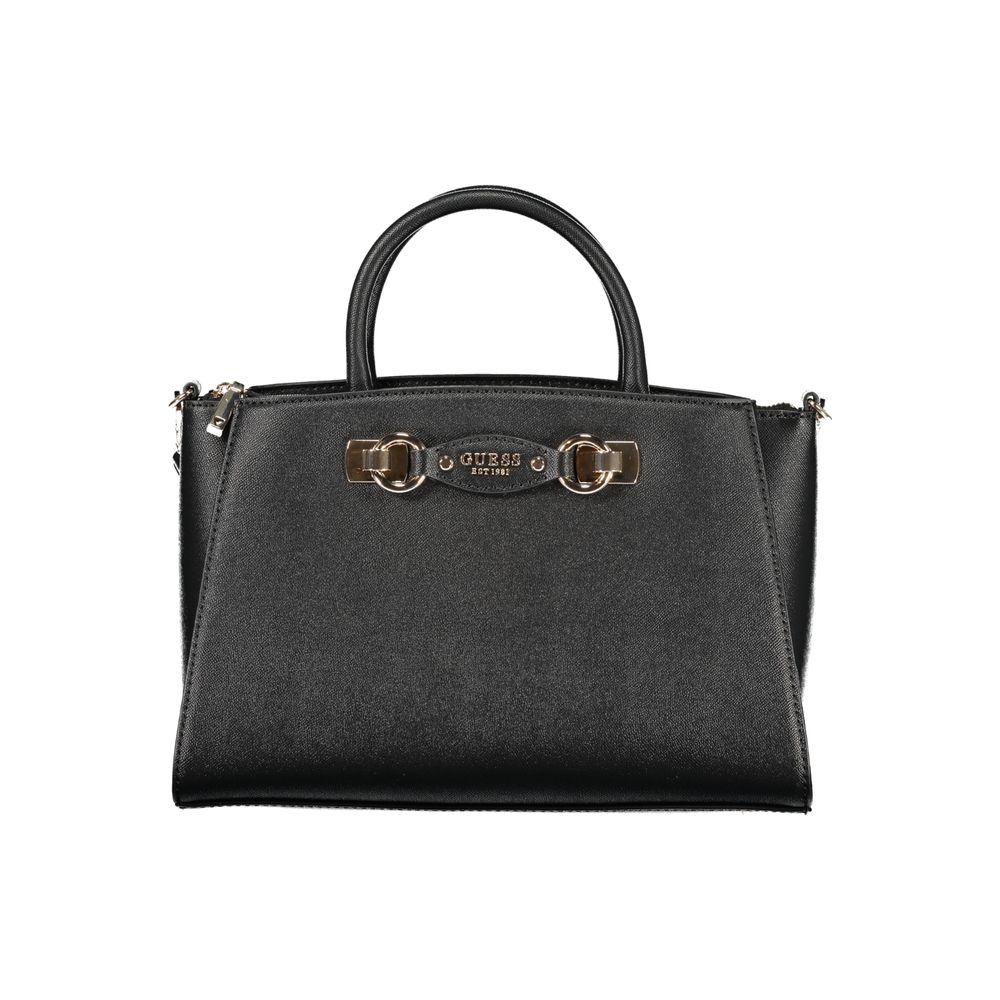 Black Polyurethane Women Handbag