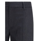 Black Polyester Flared Pants