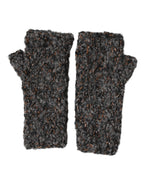 Gray Virgin Wool Knitted Fingerless Men Gloves