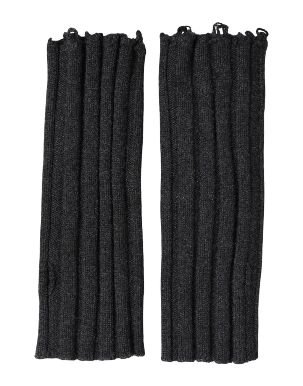 Black Virgin Wool Knitted Fingerless Gloves