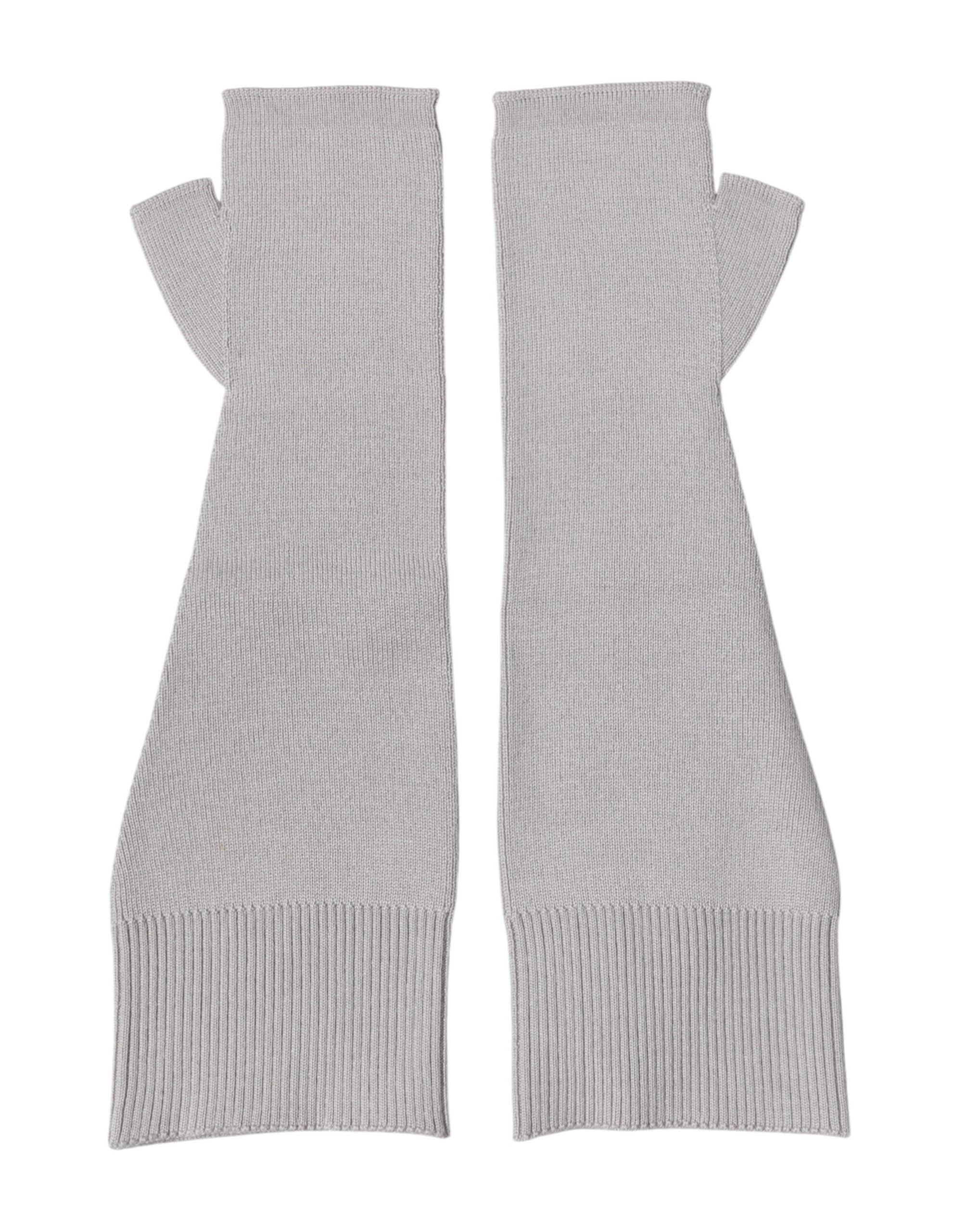 Gray Virgin Wool Knitted Fingerless Men Gloves