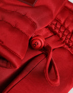 Red Viscose Motorcycle Biker Mitten Gloves