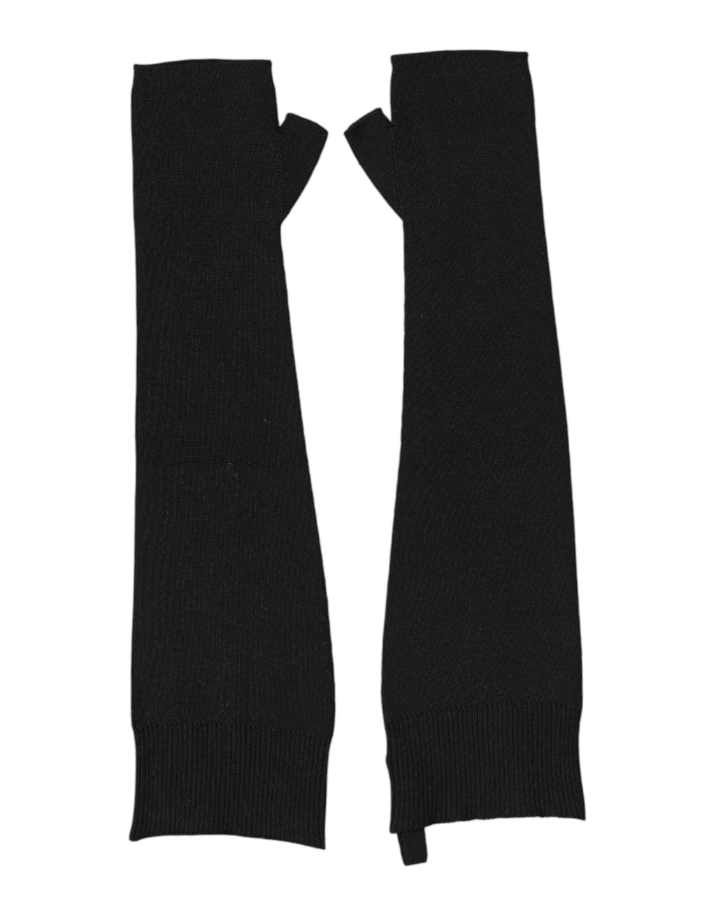 Black Virgin Wool Knitted Fingerless Men Gloves