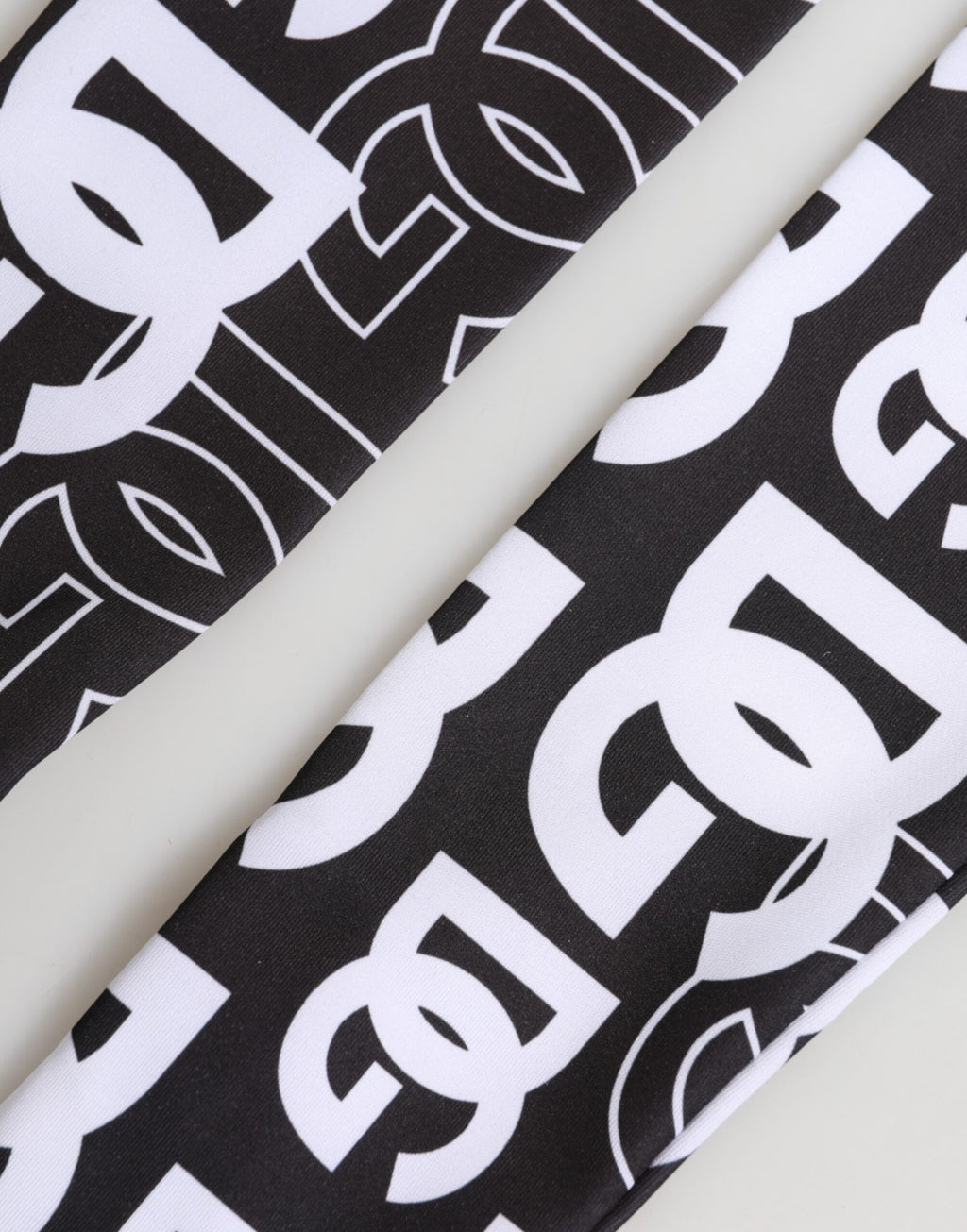 Black White DG Logo Elbow Length Mitten Gloves