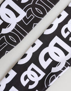 Black White DG Logo Elbow Length Mitten Gloves