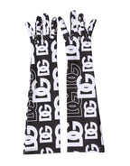 Black White DG Logo Elbow Length Mitten Gloves