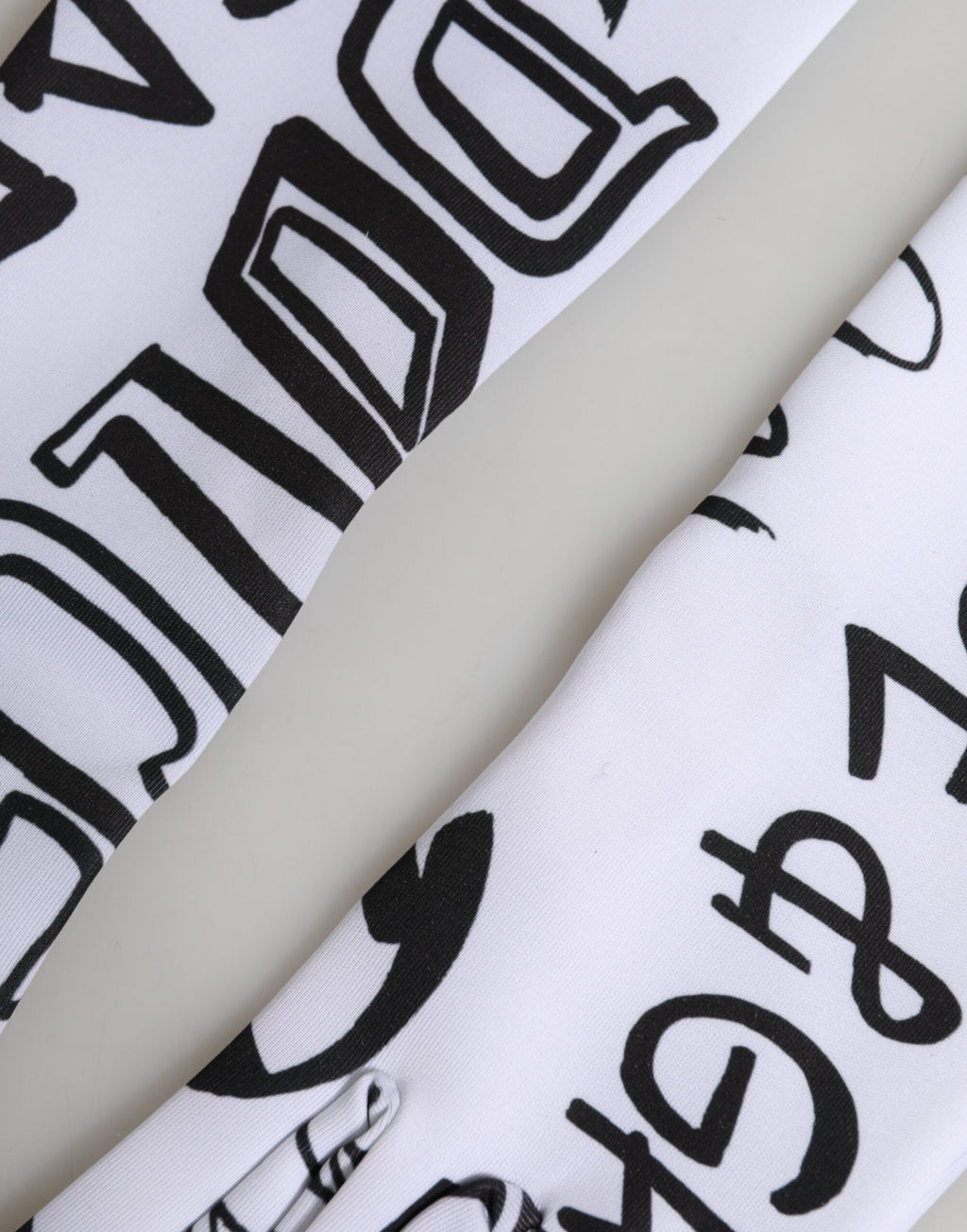 Black White DG Logo Elbow Length Mitten  Gloves