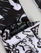 Gloves Black White DG Logo Elbow Length Mitten