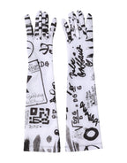 Black White DG Logo Elbow Length Mitten Gloves