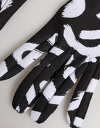 Black White DG Logo Elbow Length Mitten Gloves