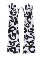 Black White DG Logo Elbow Length Mitten Gloves