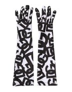 Black White DG Logo Elbow Length Mitten Gloves
