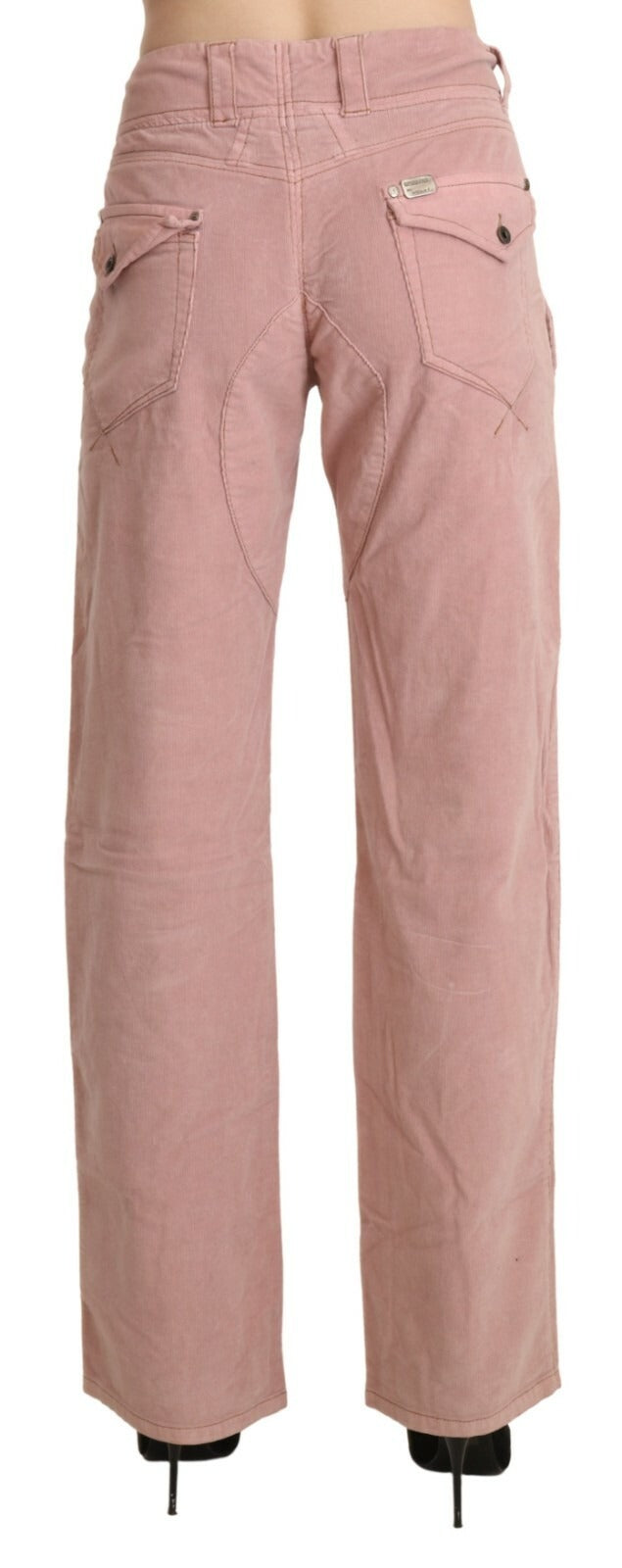 Cotton Pink High Waist Straight Trouser Pants