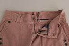 Cotton Pink High Waist Straight Trouser Pants