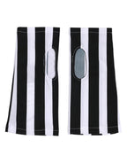 Black White Nylon Fingerless Wrist Length Gloves