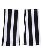Black White Nylon Fingerless Wrist Length Gloves
