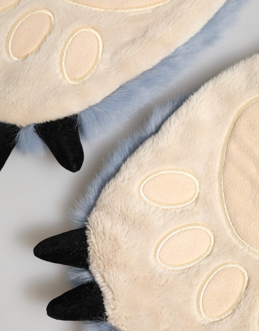 Blue Acrylic Knitted Fur Wrist Mitten Gloves