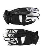 Gloves Black White Crystal Wrist Length Mitten  Gloves