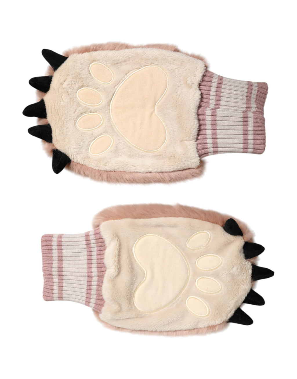 Brown Acrylic Knitted Fur Wrist Mitten Gloves