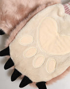 Brown Acrylic Knitted Fur Wrist Mitten Gloves