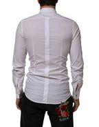 White Cotton Collared Long Sleeve GOLD Dress  Shirt