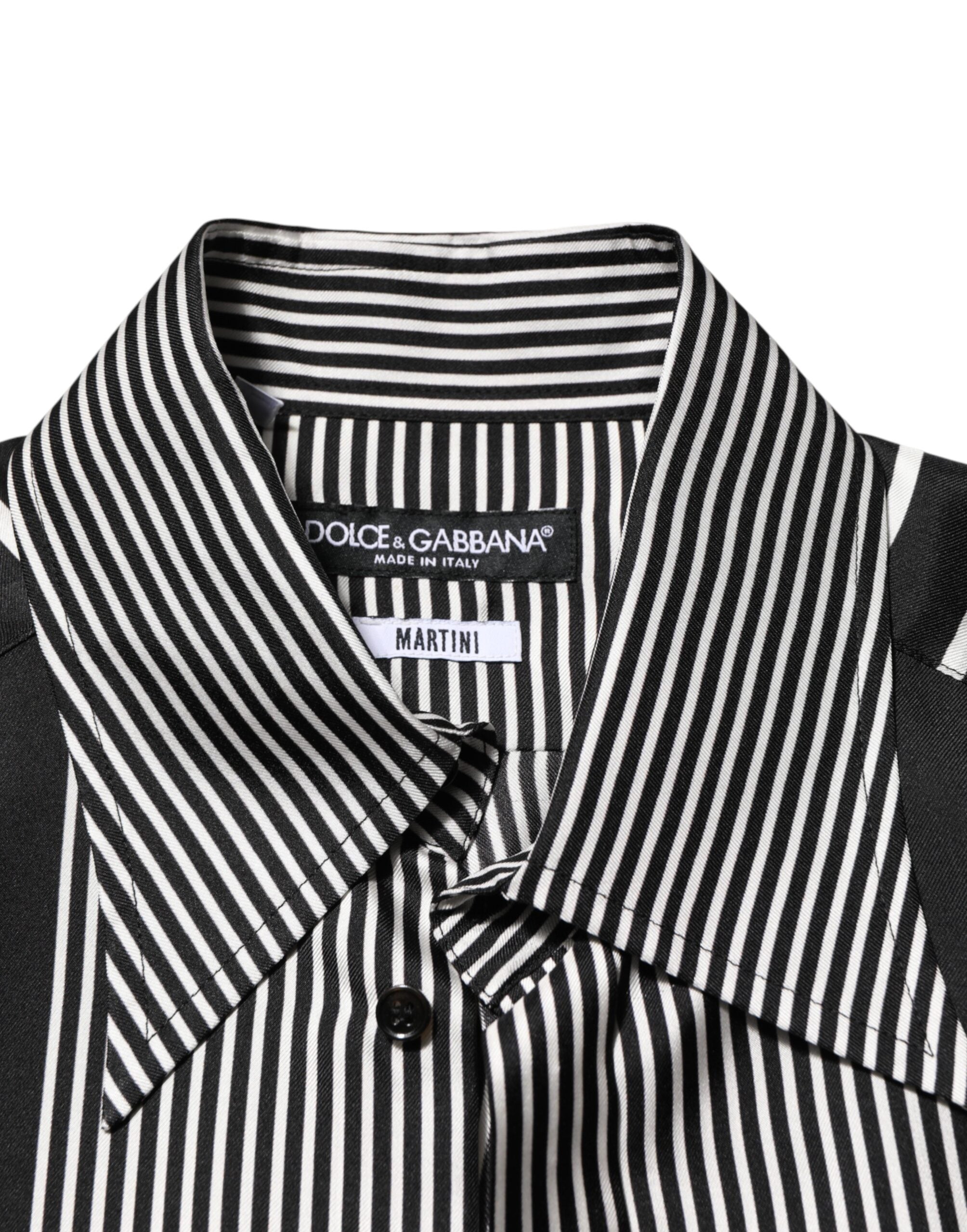 Black White Stripes Men MARTINI Dress Shirt