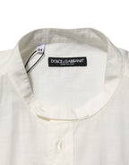 White Cotton Floral Print Button Down Shirt