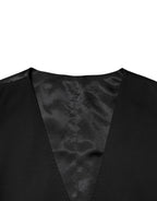 Black Polyester Dress Formal Waistcoat Vest