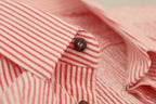Red White Striped Cotton Short Sleeve Shirt