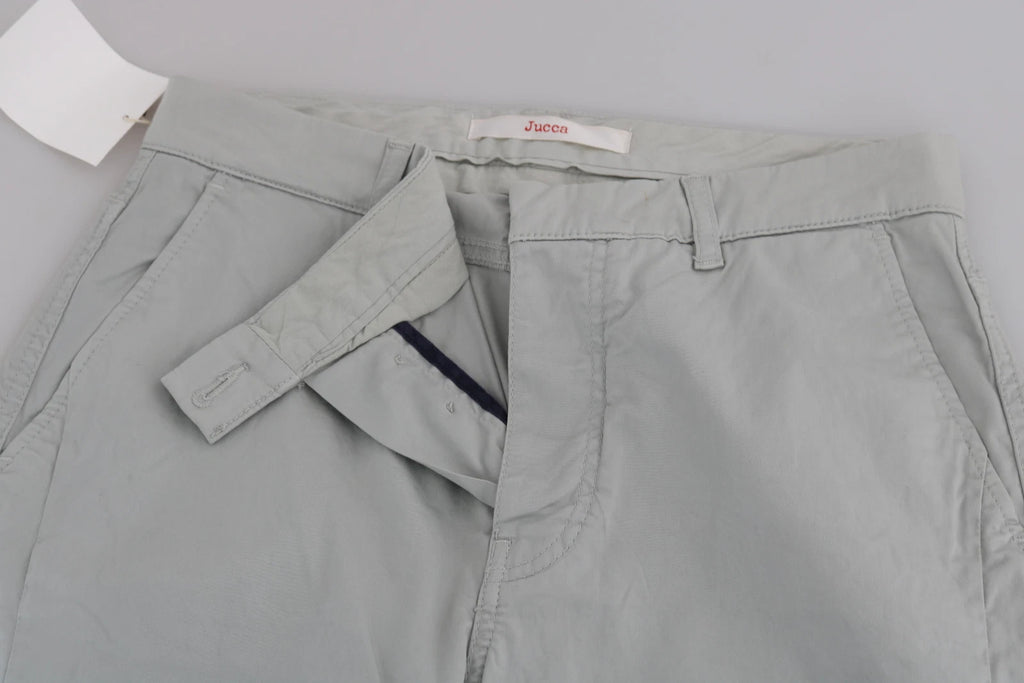 Cotton Gray High Waist Skinny Cropped Trousers Pants