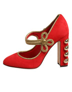 Red Embellished MARY JANES Pumps  Shoes