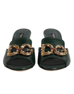 Green DG Amore Heel Slides Sandals Shoes