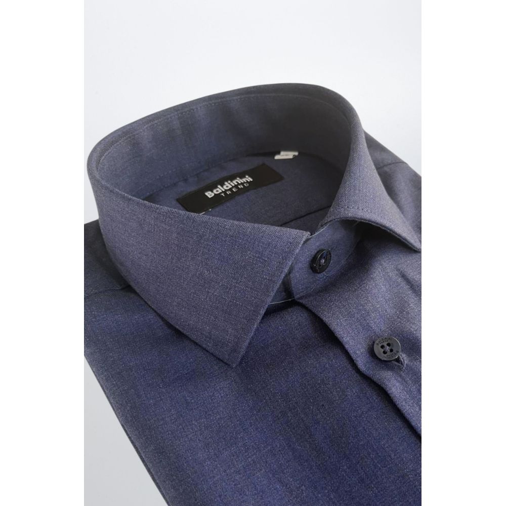 Blue Cotton Men Shirt