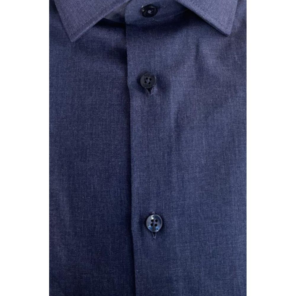 Blue Cotton Men Shirt