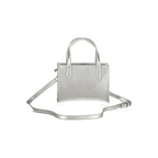 Silver Polyurethane Women's Handbag