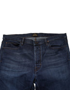 Blue Mid Waist Cotton Men Cropped Denim Jeans