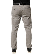 Gray Cotton Stretch Tapered Fit Men Chino Trouser Pants