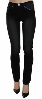 Dark Black Dora Slim Fit Denim Pants