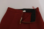 Red High Waist Cropped Flared Dress Formal Trouser Pants