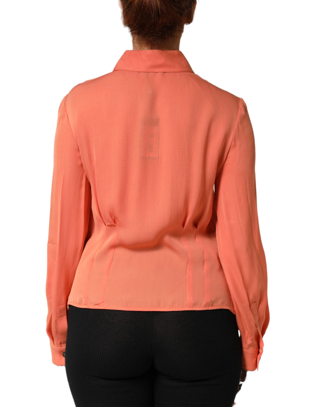 Orange Collared Button Down Long Sleeves  Top