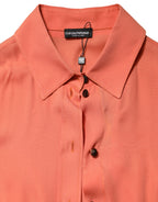 Orange Collared Button Down Long Sleeves  Top