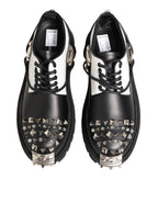 Black White Studded Men Formal Derby Shoes