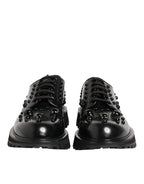 Black Leather Studded Men Formal Derby  Shoes