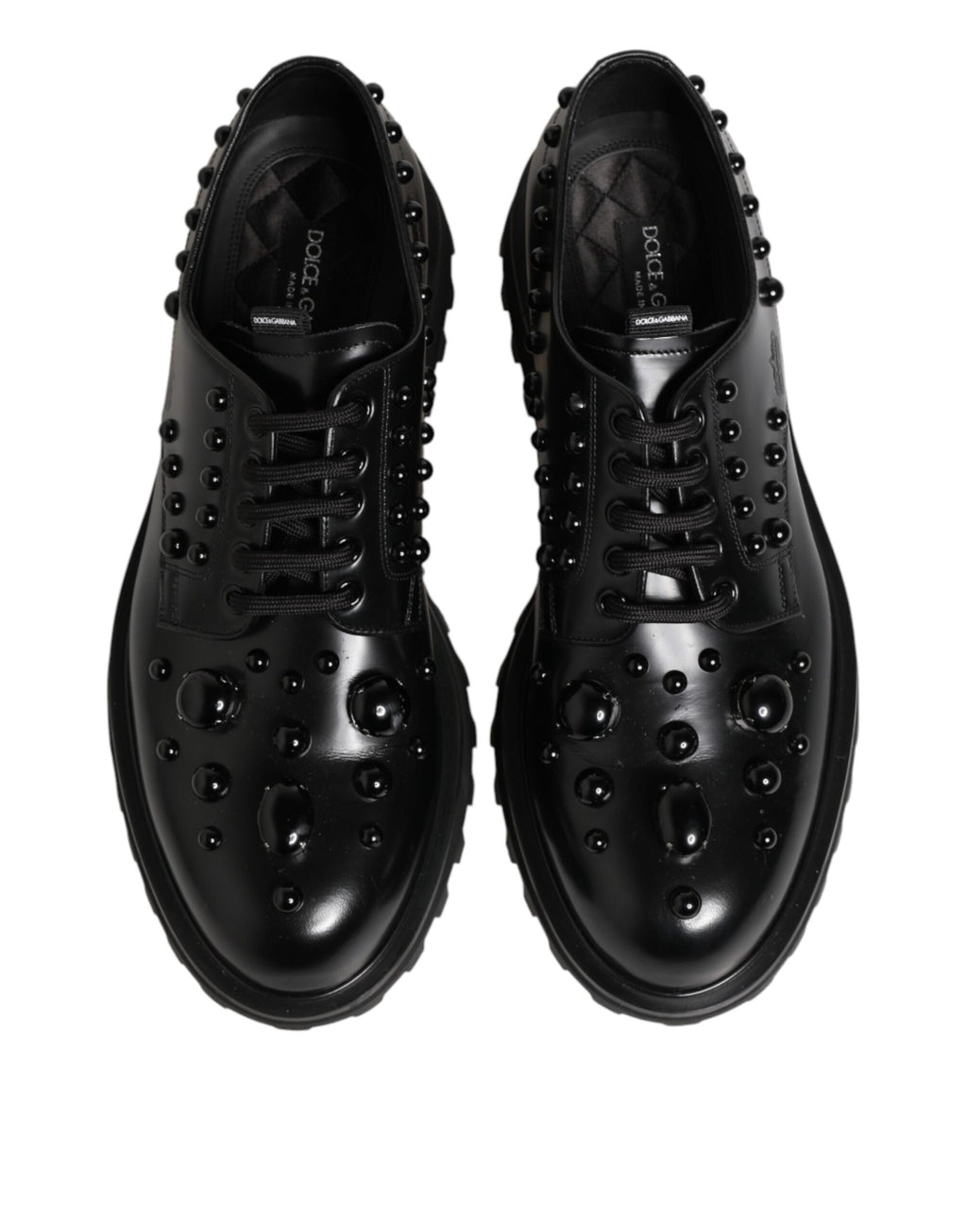 Black Leather Studded Men Formal Derby  Shoes