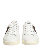 White Leather Heart Embellished Sneakers Shoes
