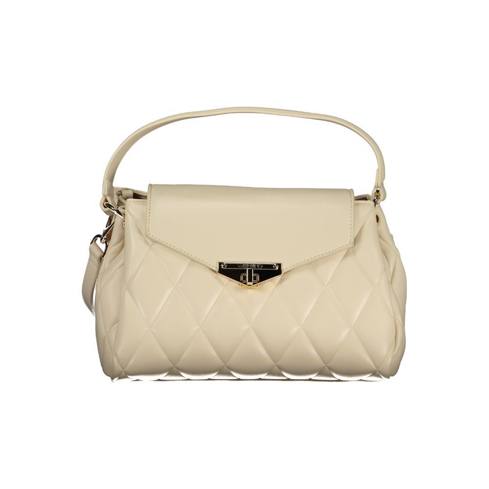 Beige Polyurethane Women's Handbag