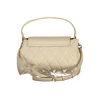 Beige Polyurethane Women's Handbag