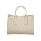 Beige Polyurethane Women Handbag